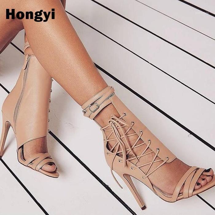 

Sexy Women Buckle Straps Sandals Gladiator Roman Cut-outs Strappy Ankle Sandals Boots Woman Lace Up Stiletto High Heels Shoes1, As showed color