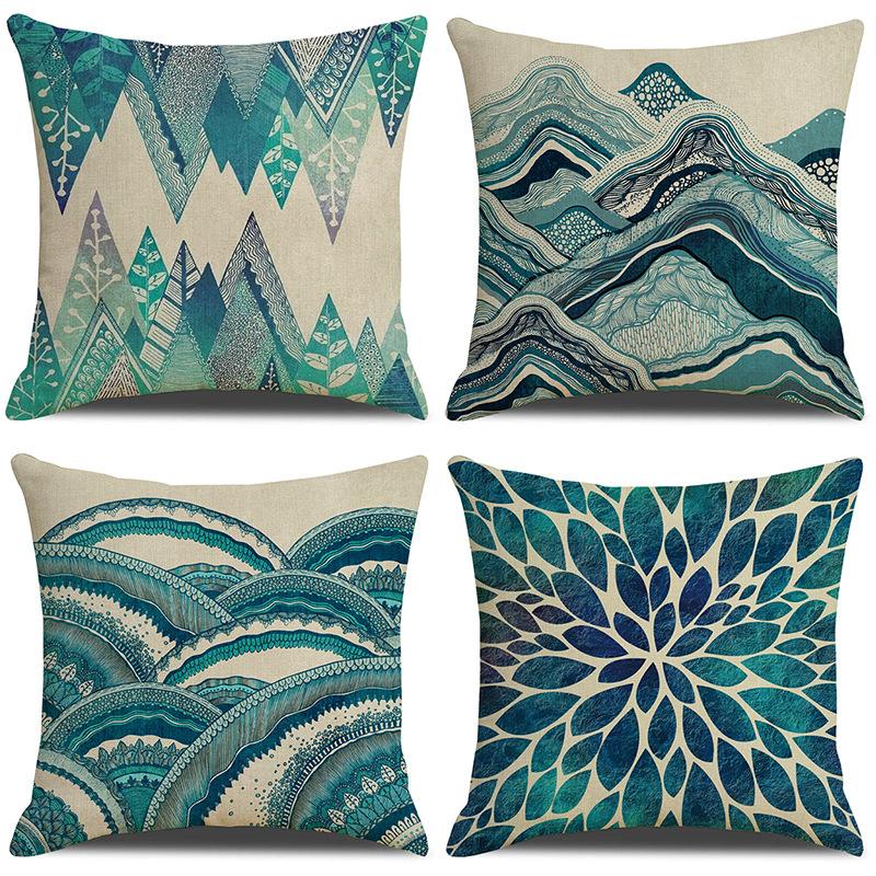

Cotton Linen Ocean Geometric Cushion Pillowcase COVER Modern Minimalist Home Office Hotel Suqare Cushion Cover Decoracion Hogar, (2)