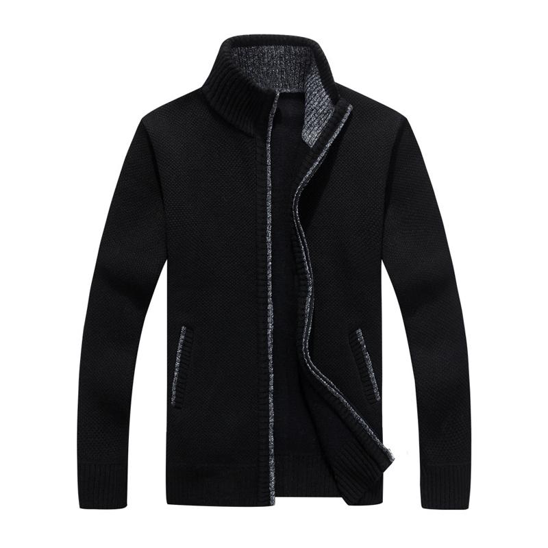 

New Arrival Men Fleeced Thick Warm Sweater Cardigan Outwear Jacket Stand Collar for Autumn Winter Plus Size Zipper 165110105