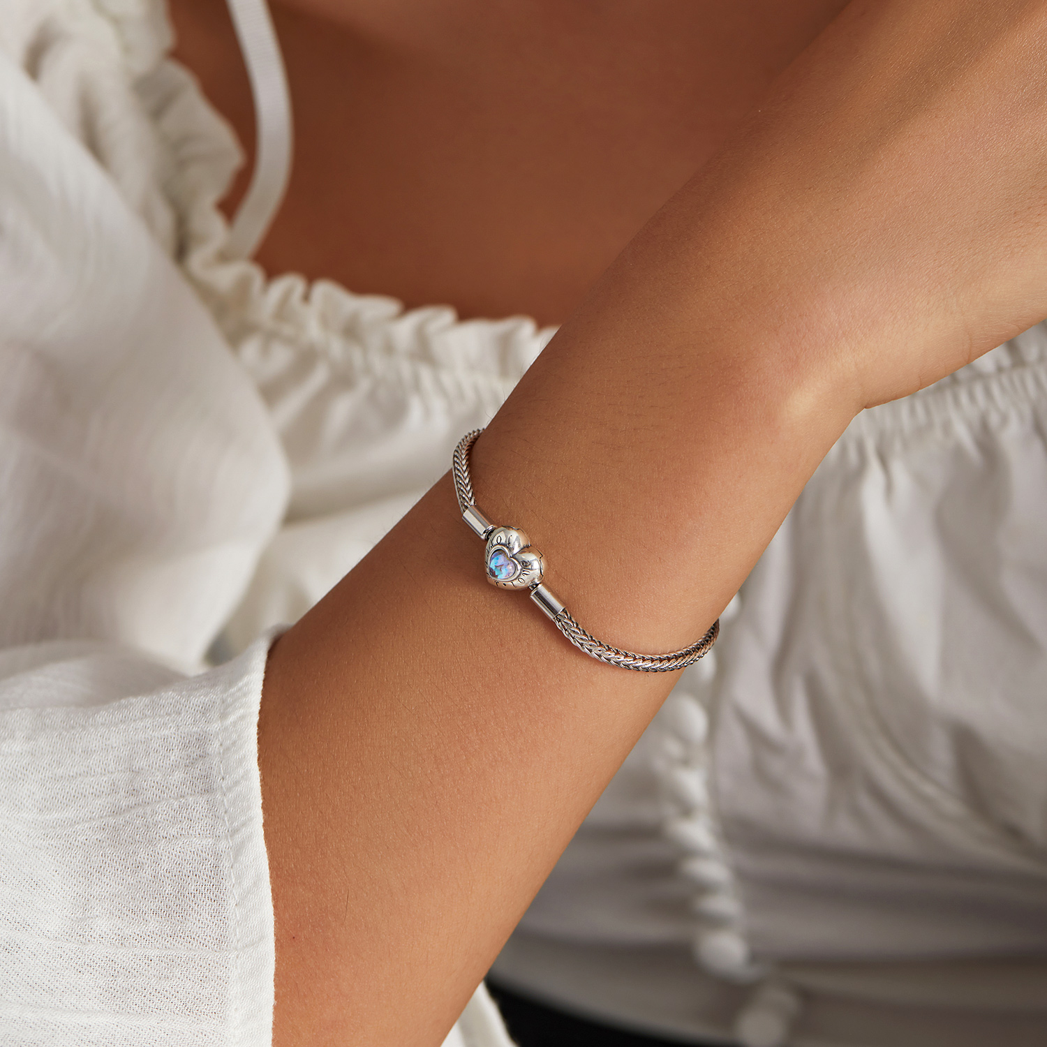 Original New Love Moonstone Basic Bracelet White Gold Plated S925 Silver Bracelet-image-751178214