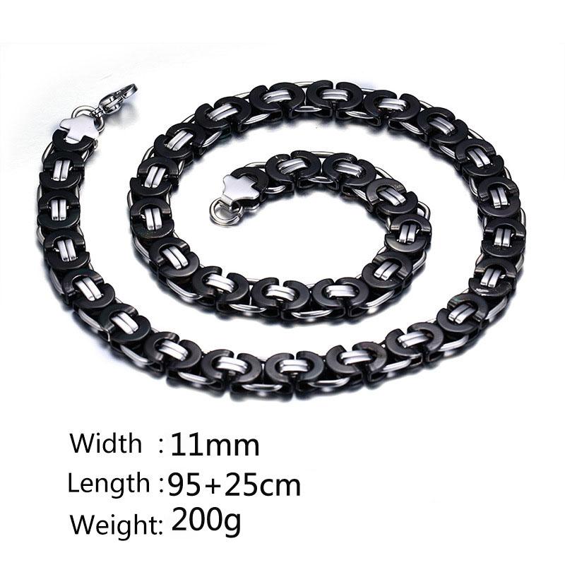 

QWC stainless steel necklace hot sell man 10mm Magnet stone 3 color 95 big chain Grain texture gold different style