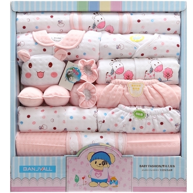 

18 piece newborn baby girl clothes winter 100% cotton infant suit baby boy clothes set outfits pants baby clothing hat bib ropa Y200323, White