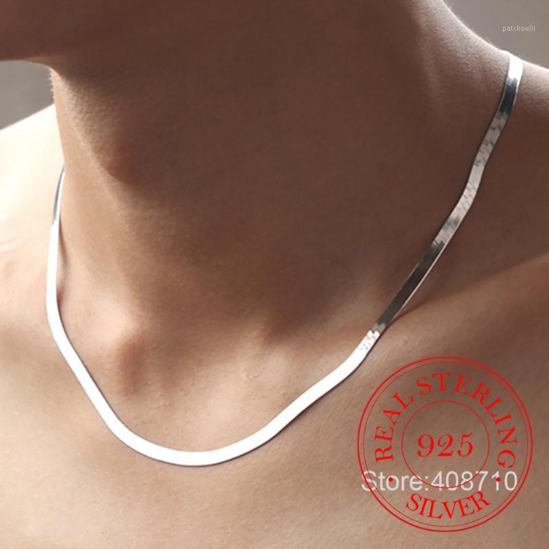 

925 Silver Necklace 4MM Snake Chain Men & Women Couple Sterling Silver Jewelry Blade Chain1