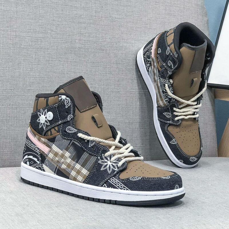 

1 High Travis Scott 1s ts denim basketball shoes womens men sports shoe cactus jack sneakers mens trainers 36-45