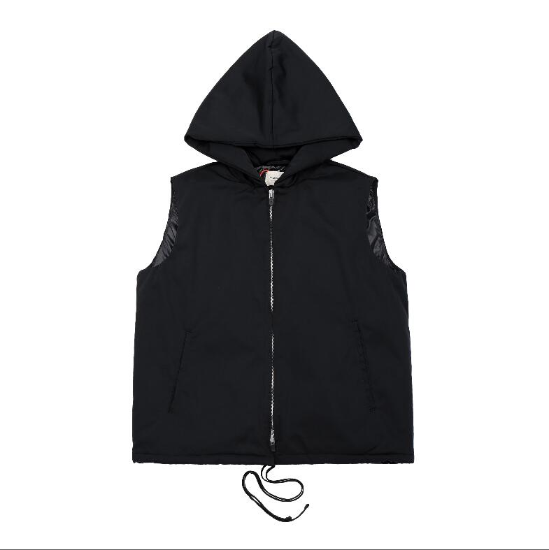 

20FW Design Letter Tag Sewing Down Vest Men Winter Jacket Sleeves High Street Fashion Down Coat Hooded Warm Clothes with Asain Size -XL, Black