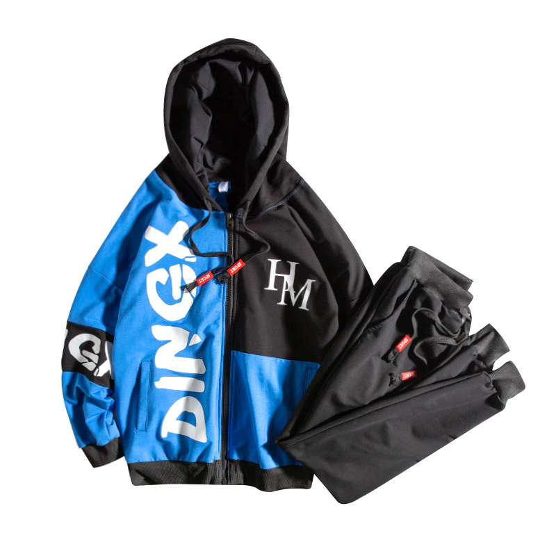 

2021 New Autumn Spring Fashion Hip Hop Sportwear Zipper Hooded Sweatshirt Jacket+pants Suit Tracksuit Men Set Clothes Ceo3, Black