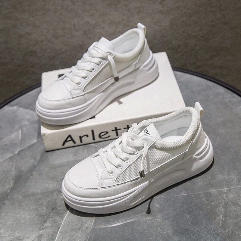 

Women Sneakers 2020 New Spring Summer Fashion Shoes Female Breathable Leather Platform Shoe Solid Color High Heel Sneaker Female #NC7F
