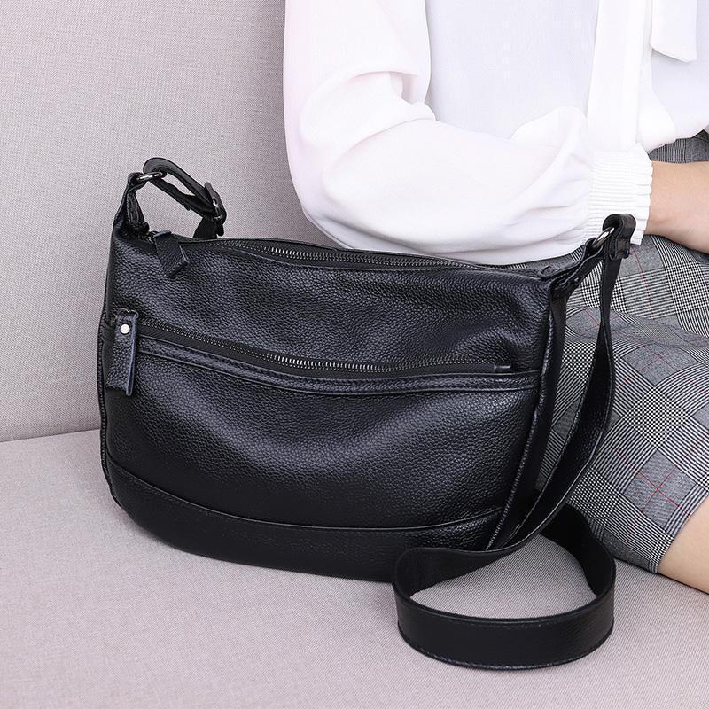 

Genuine Leather Small Crossbody Bags for Women Shoulder Bag Female Shell Messenger Bag Ladies Handbags Tote Purse, Black