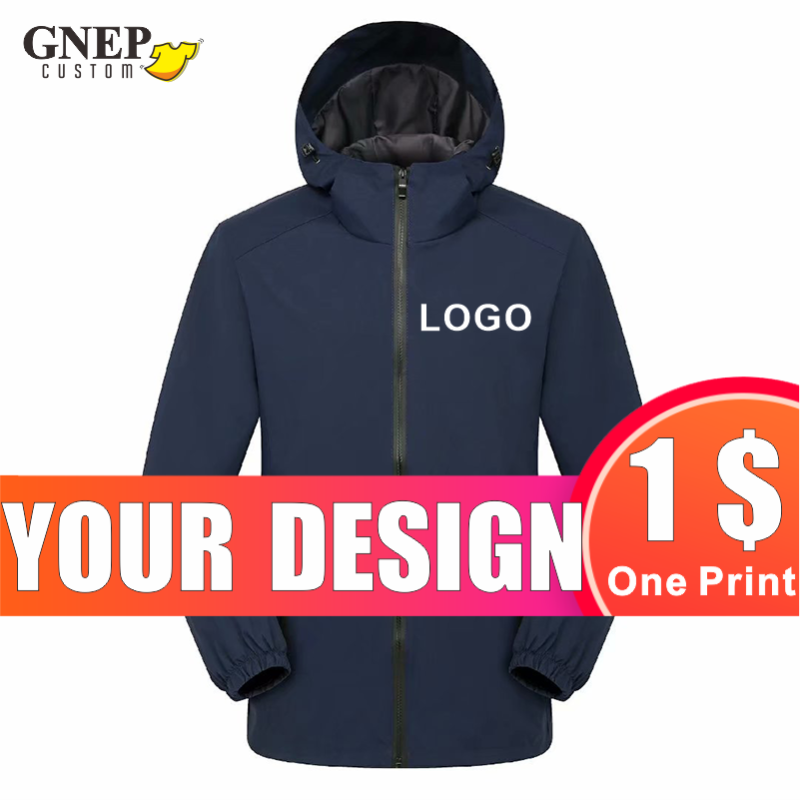 

Men's Jackets GNEP Men Women Quick-drying Windbreaker Custom Thin Jacket Printing Company Brand DIY Casual Sweatshirt Design Personalized Lo, Black;brown