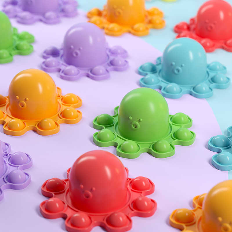 Toys Fidget Toys Fashion Clé Chaîne Réversible Soulager Stress Enfants Cadeau Adultes Adultes Antistress Jouet Dessin animé Rainbow Octopus Senso