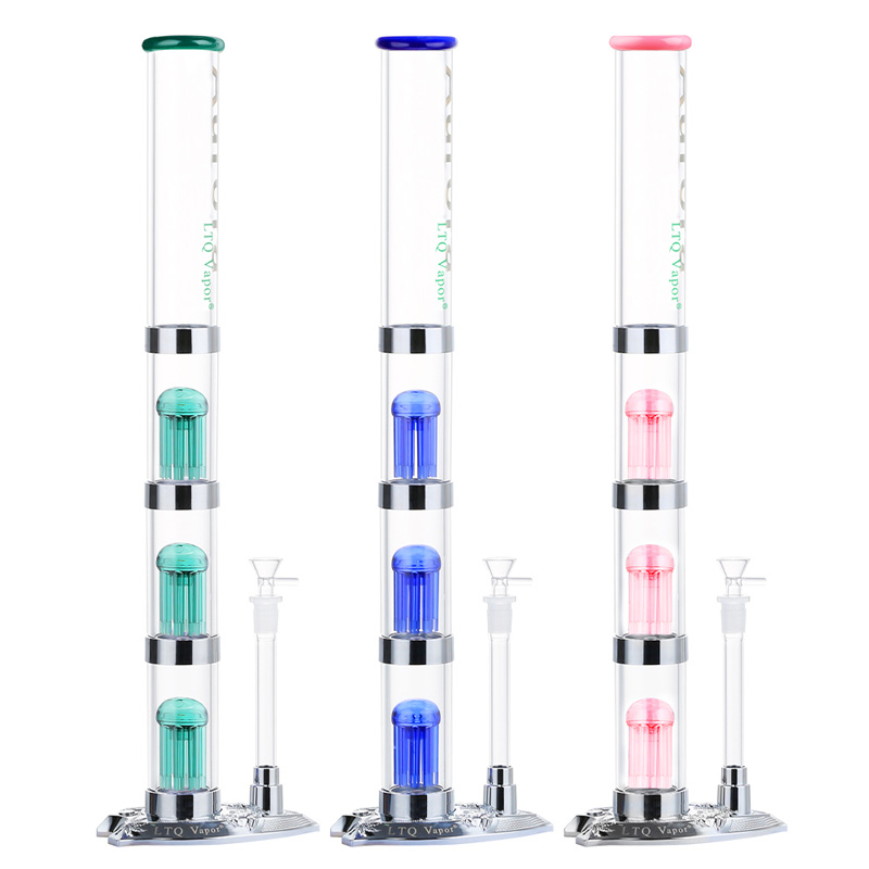 

Detachable Big Glass Bong Original LTQ Vapor bag Aurora Hookahs Water Pipes Tall 57cm with 3pcs Percolator LED Metal Base