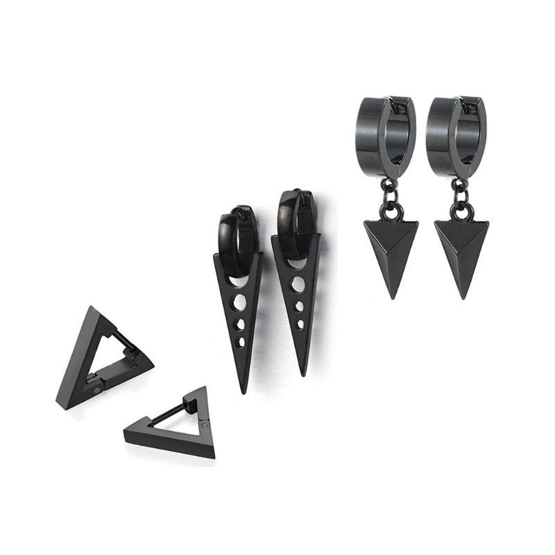 

3 Pair/set Fashion Triangle Stainless Steel Personality Earrings Stud Set Punk Street Style Men Women Earring DXAA