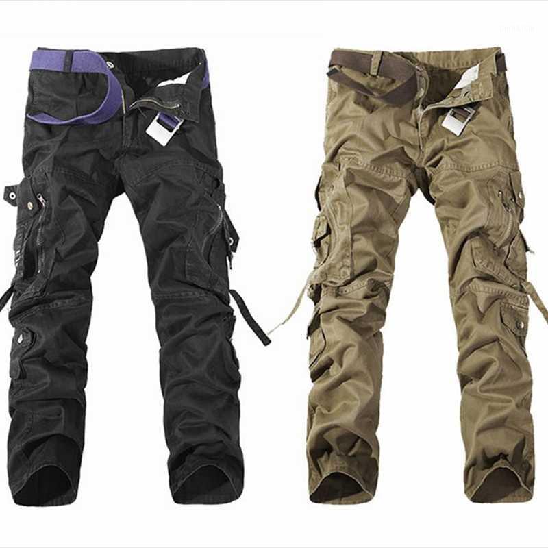 

Tactical Multi-pocket Washed Overalls Men Loose Cotton Pants Outdoors Training Male Cargo Trousers Size 28-421 Outdoor, Black