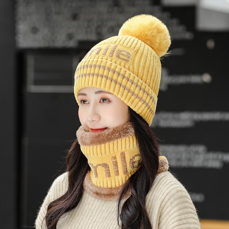 

Woollen hat women autumn winter cycling bonnets female knitted ear protector zipper winter hats for women, Item 3