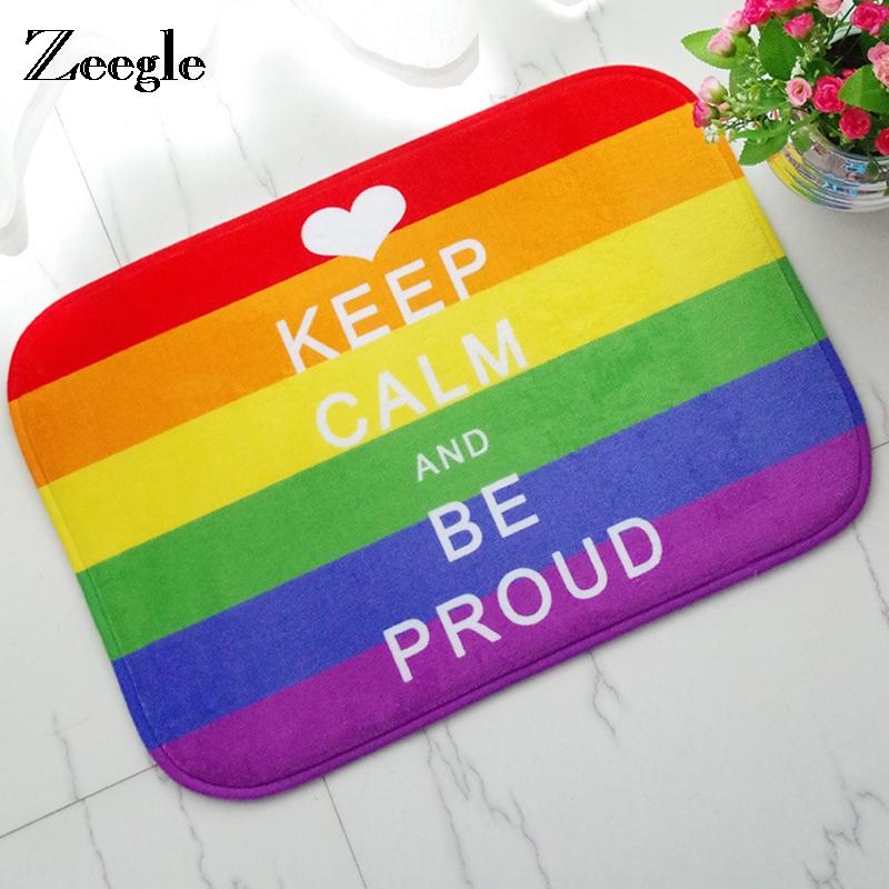 

Zeegle Rainbow Doormat For Entrance Door Flannel Floor Mat Anti-slip Mats For Bathroom Child Carpet Bedside Rugs Foot Mat, Board