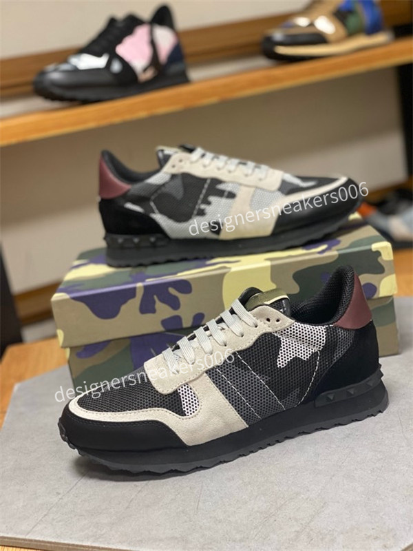 

2022 Mens Camouflage shoes fashion luxury designer sneakers Genuine Leather stud Rivet Sneaker Rubber bottoms Top quality Dress Shoes size38-46, 02