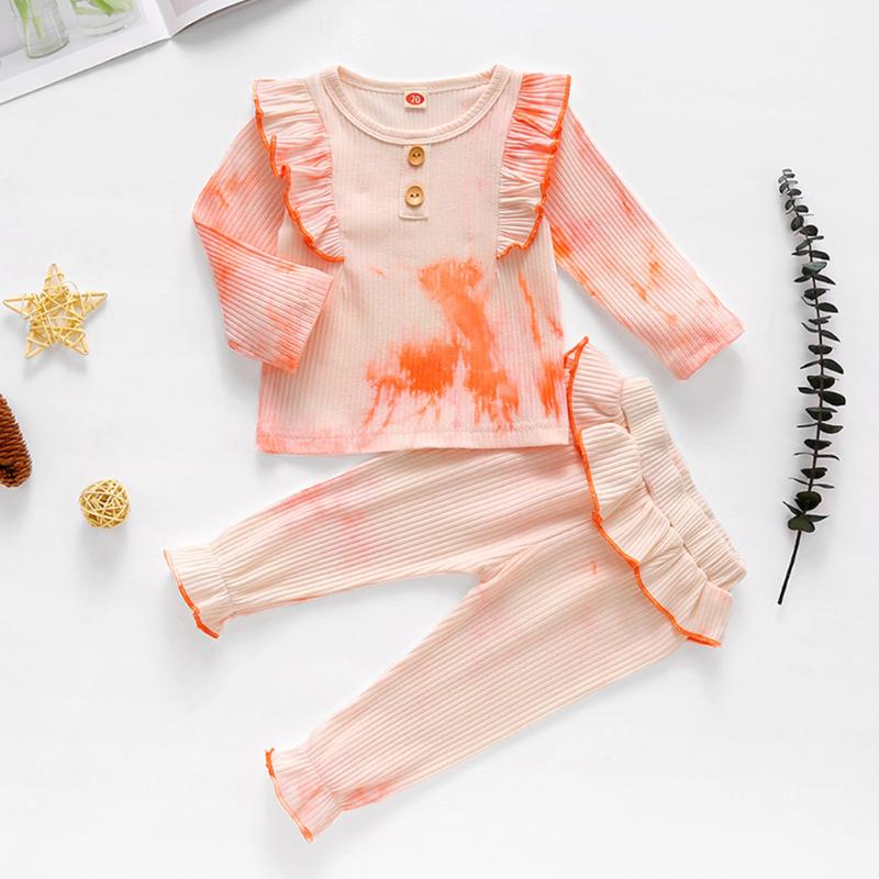 

sandboxes for boys Toddler Baby Girls Long Sleeve Rainbow Tie-Dyed Ruffles Tops+Pants Outfits winter rompers for baby girl 2020, Orange