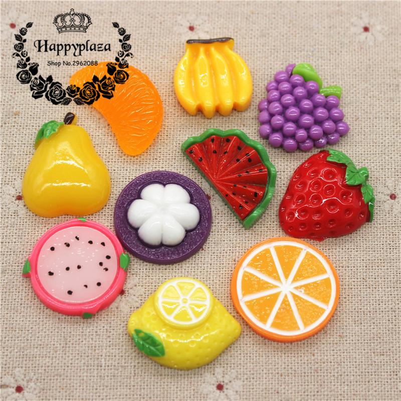 

10pcs Cute Resin Various Fruits Simulation Miniature Art Flatback Cabochon DIY Craft Decoration