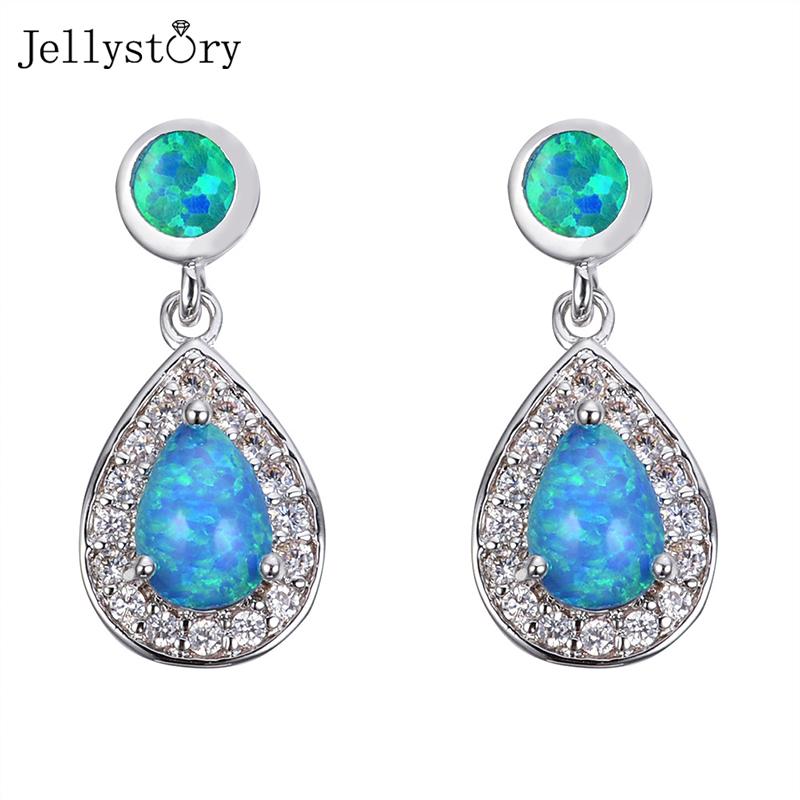 

Jellystory trendy women earrings silver 925 jewelry Opal gemstone water drop earrings 18mm * 9mm party wedding gift wholesale