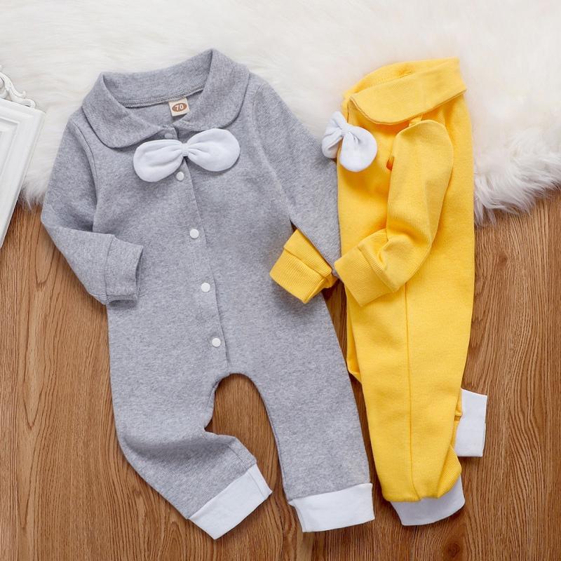 

Newborn baby boys girls rompers long sleeved fashion jumpsuit spring and autumn boys gentleman clothes cotton pajamas New