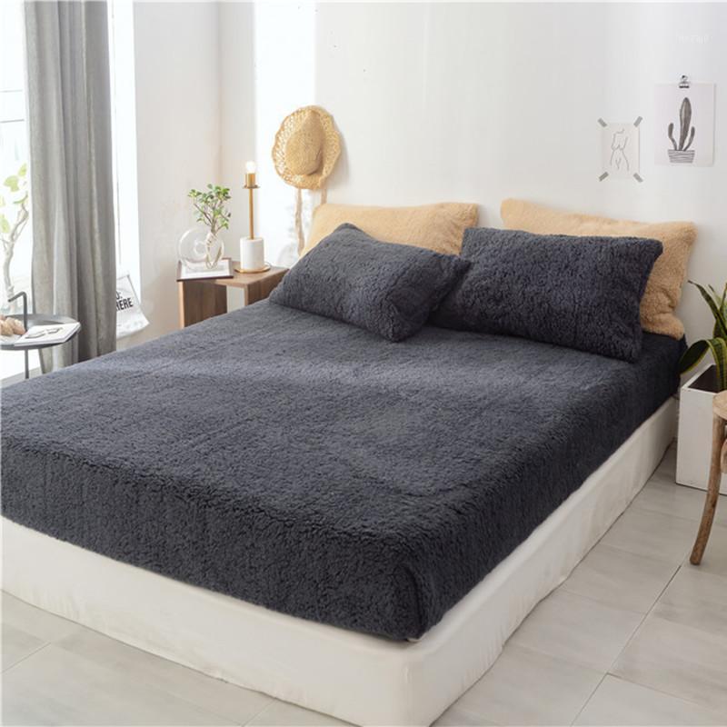 

Dark grey Cashmere flat sheet pillowcase bedding sheet winter fleece bed cover sandred bedspreads 230*250 warm king bedclothes1, Camel
