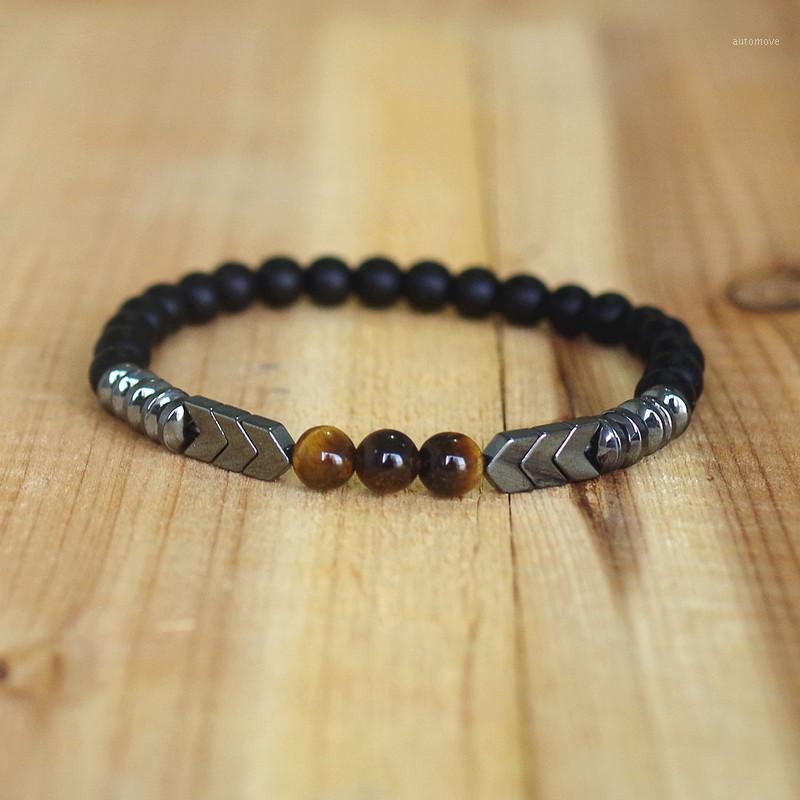 

Trendy Natural Matte Black Onyx Tiger Eye Beads Strand Bracelet Arrow Hematite Stone Bracelet Men Best Gift Buddha Jewelry1