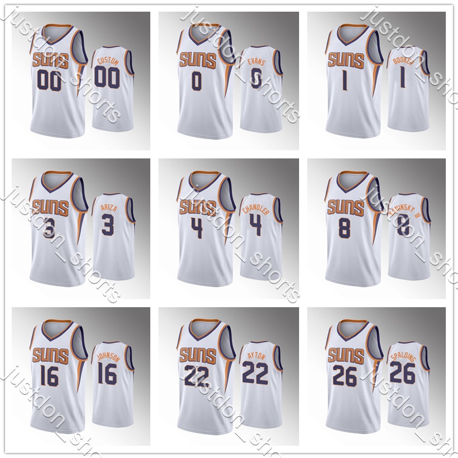 

Youth Booker 1 Ayton 22 Johnson 16 Chandler 4 Kaminsky III 8 Evans 0 Ariza 3 Spalding 26 Rubio 11 Bridges Hot Press City New Edition Jerseys, Color1