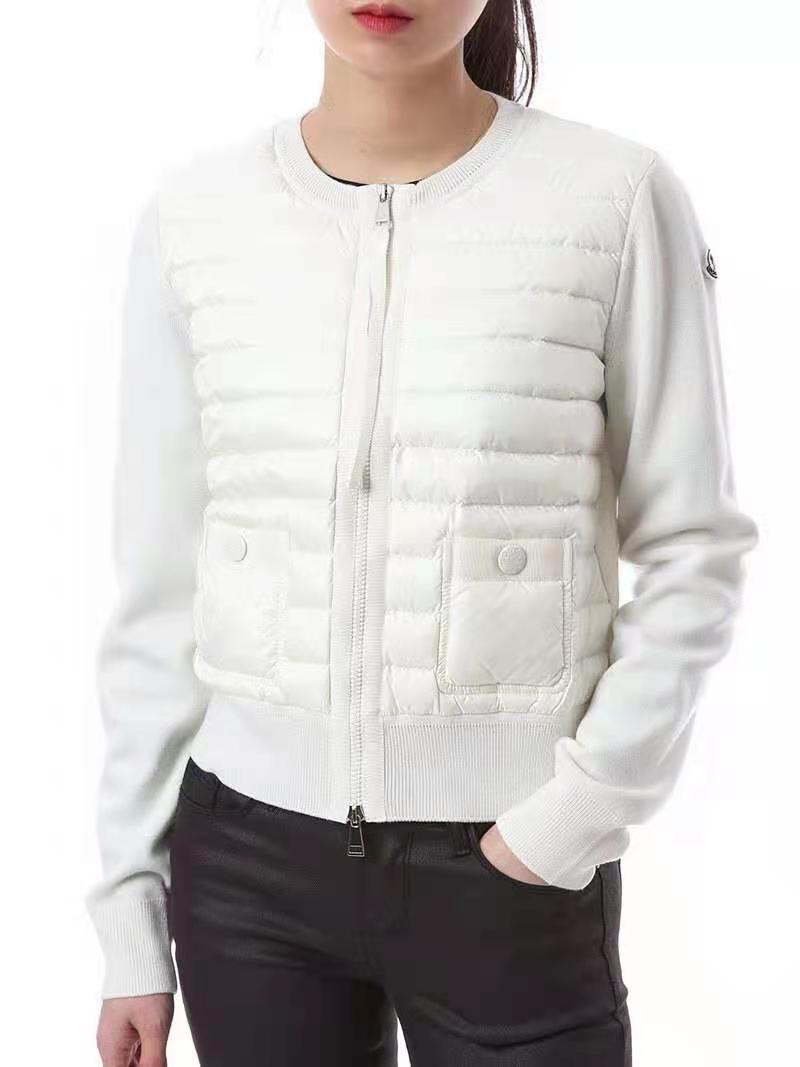 

Womens moncl air jacket simple round neck wool varsity jacket knitted stitching women jacket single down men s designers jackets selling, Black;brown