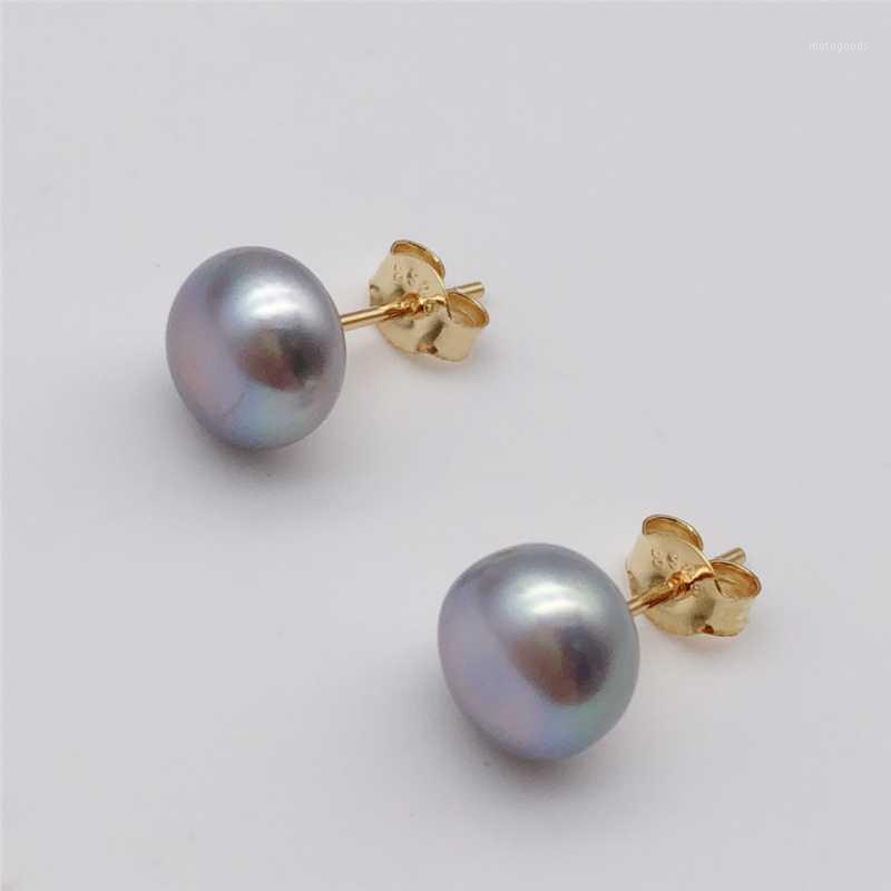 

natural 8-8.5mm real Freshwater 925 sterling Silver multicolor Pearl Stud Earrings1