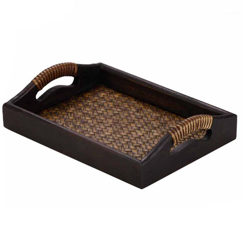 

Handmade Rattan Bamboo /Oil Trays Dessert/Coffee/Fruits Plate 27.8 x 20.4 x 4Cm1