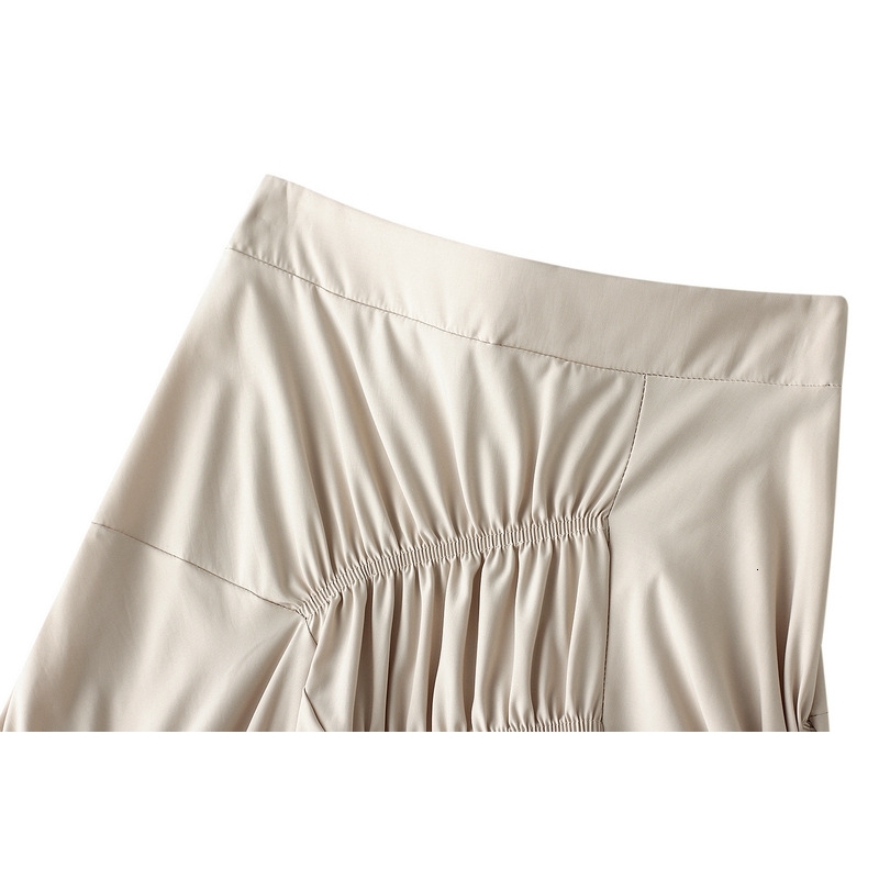 

High Street Designer Women's Short Skirts Long Irregular Aline Skirt Young Solid Party Draped Personality Half Elastic Waist 0v88, White