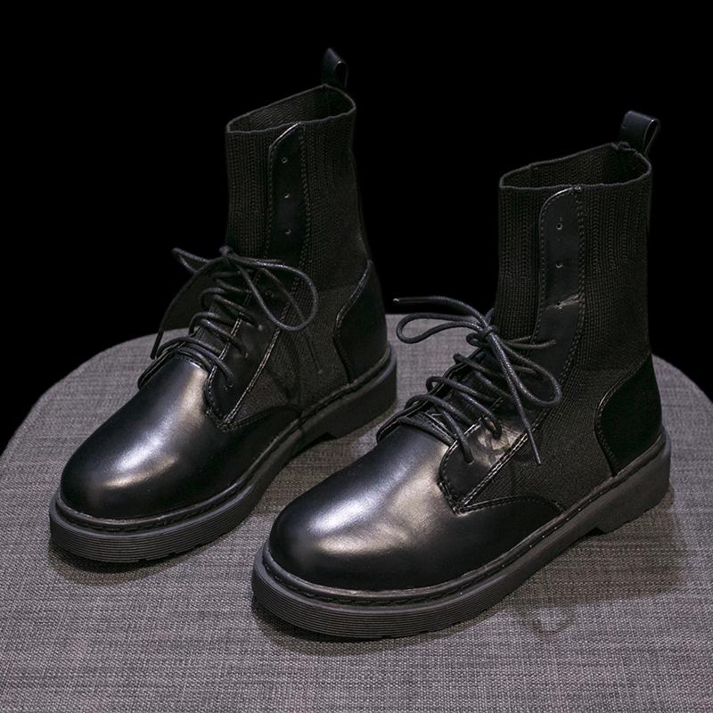 

Boots Motorcycle Female Summer Shoes Children 2020 New Net Red Wild Flat Breathable Knit Socks Boots, Black