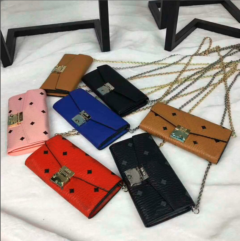 

Korean version of the chain print women's leather shoulder bag, ykk zipper high-quality copper metal messenger bag, dinner wallet, Brown