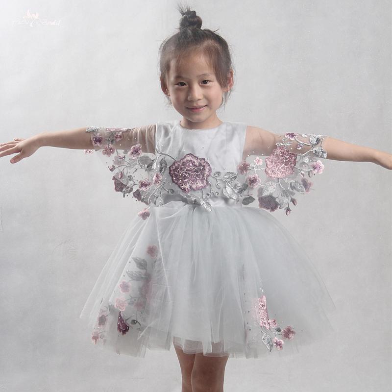 

FG80 Gray Colorful Girls Dresses For Party And Wedding Girls Dresses 2020, Beige