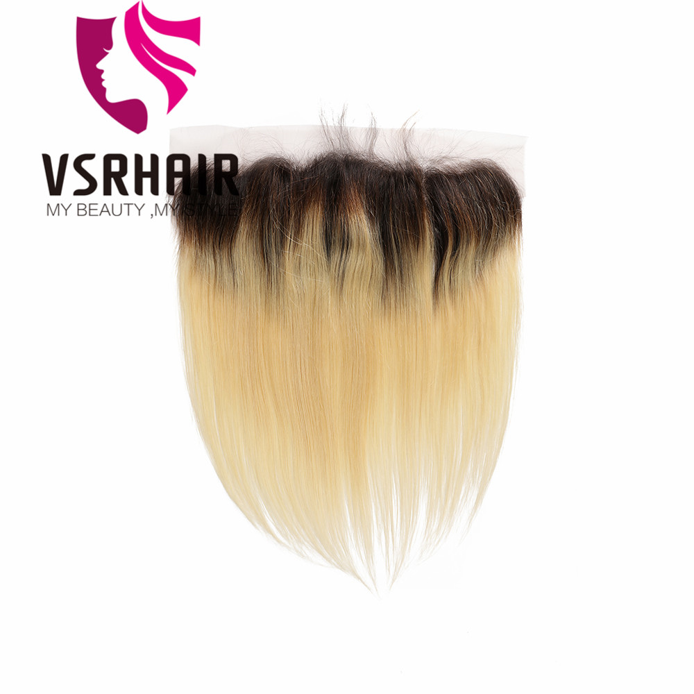 

VSRHAIR 13x4 Lace Frontal 1B 613 Ombre Blonde Color Dark Root Brazilian Remy Human Hair Body Wave 13*4 Lace Frontal Closure, Ombre color