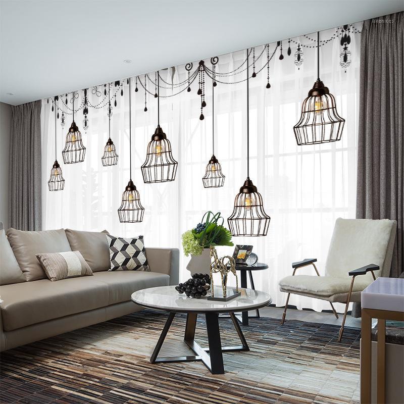 

Modern Style Colorful Printing Curtains Panel Sheer Tulle Home Decoration Living Room Kids Bedroom Vintage Chiffon Curtains1, Tulle 1