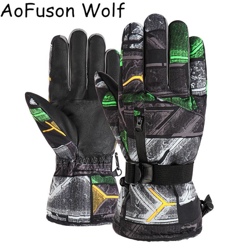 

5 Finger Touch Screen Ski Gloves Men Women Winter Fleece Thermal Waterproof Warm Snowboard Snow Gloves for Skiing Motorcycle, Ski gloves 1
