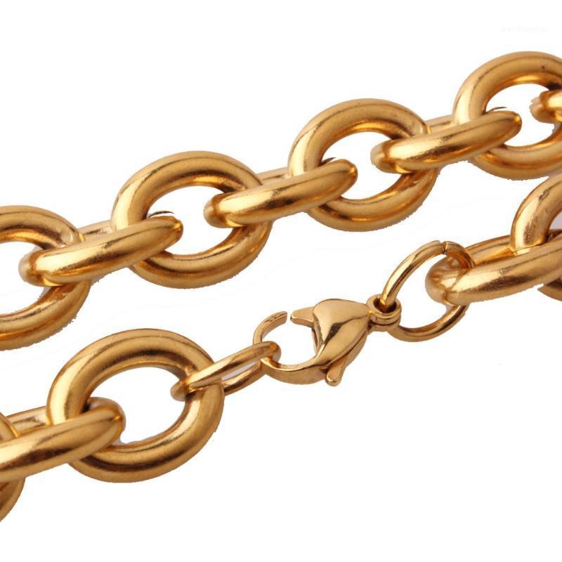 

13mm Gold Plated Fashion Punk Men's Rolo Oval O-Chain Necklace & Bracelet High Quality Men 316L Stainless Steel Jewelry Chains, Silver
