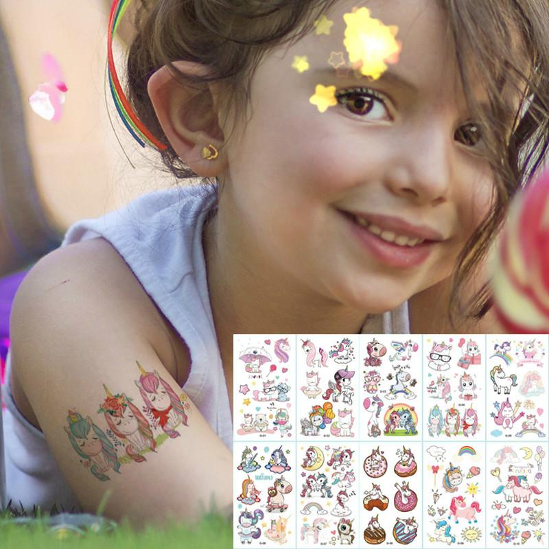

10 Pieces/Batch of Color Unicorn Face Temporary Tattoo Kids Stickers for Kids Cute Kids Tattoos