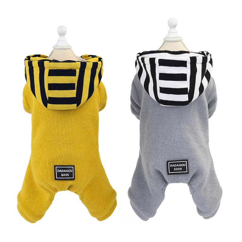 

Soft and Comfortable Warm Yellow Grey Colors Four Legs Cotton Padded Pet Supplies for Dogs Autumn and Winter Thickened Wool Coat, Gray