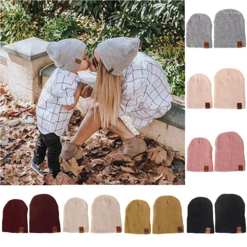 

Winter Warm Hat Mom Newborn Kid Boy Girl Knitted Woolen Headwear Beanie Cap Hats1, Black