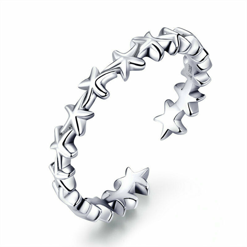 

Fashion European Adjustable Finger Ring Starfish Women Girl 925 Sterling Silver jewelry Gifts