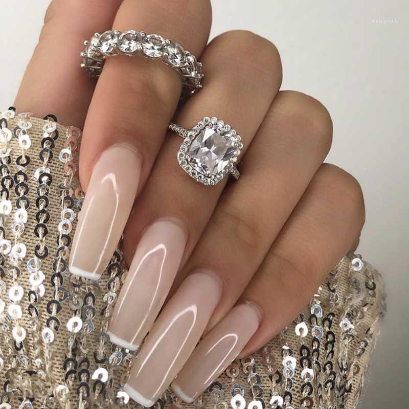 

Eternal 925 Sterling Silver Rings For Women Bridal Wedding Trendy Engagement White Topaz Gemstone Rings Set Jewelry Anillos1