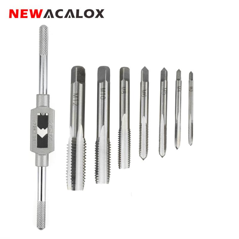 

NEWACALOX 8 in 1 M3-M12 Tap Die Tool Set Holder Thread Gauge Wrench & High Speed Steel DIY Hand Tool Kit Auto Repair Tools
