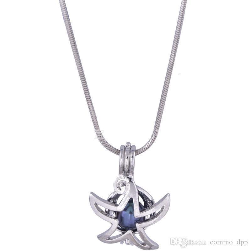 

Fashion Starfish Pearl Cages Pendants Silver Plated Open Gem Beads Cage Floating Lockets Charms Fit Necklaces Bracelets