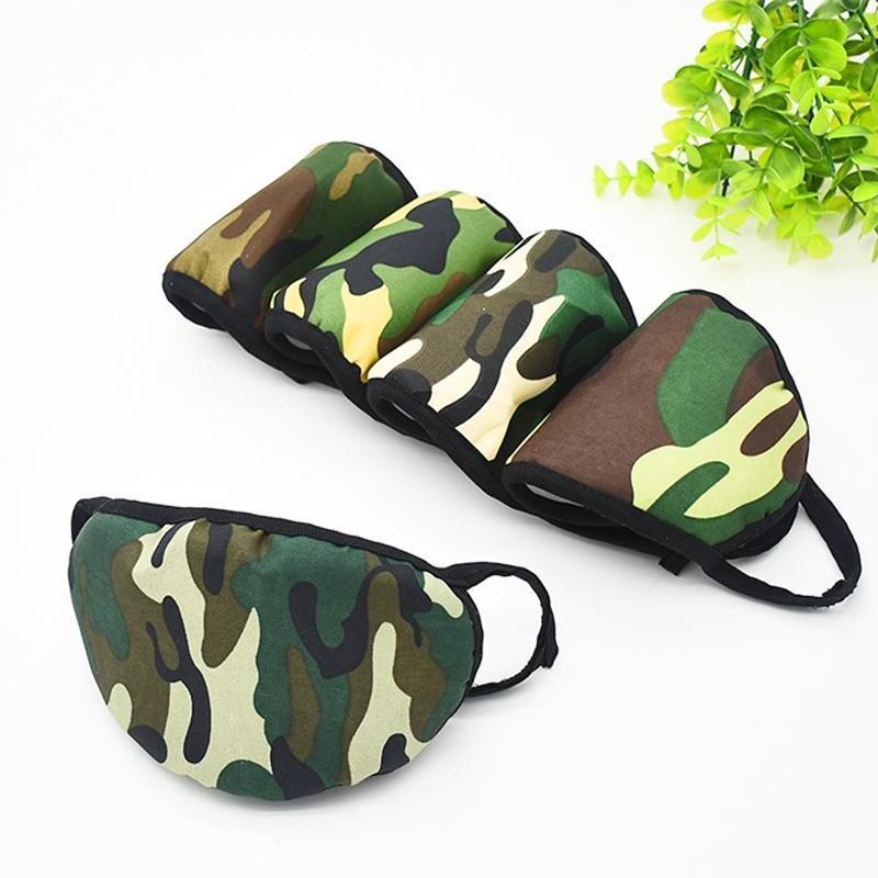 

Elastic Camo Print 2 Layer Camouflage Masks Designer Respirator Washable Breathable Earloop Mouth Cover Unisex Outdoor Anti-dust