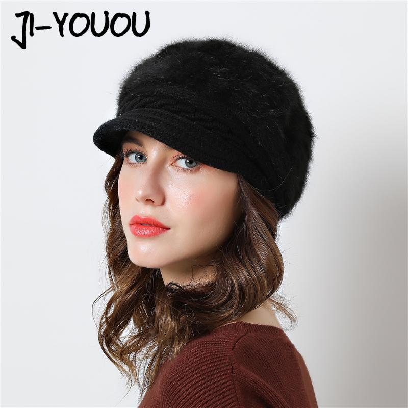 

2020 New Elegant women's hat Knitted winter hat for the girl Cap Bow Autumn Ladies Female Fashion Beret hair