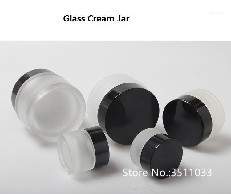 

10pcs Frosted Clear Glass Black Cap Bottle High Grade 30g Cream Jar Small Refillable Cosmetic Container Eye Cream Jar 5g 10g 20g1