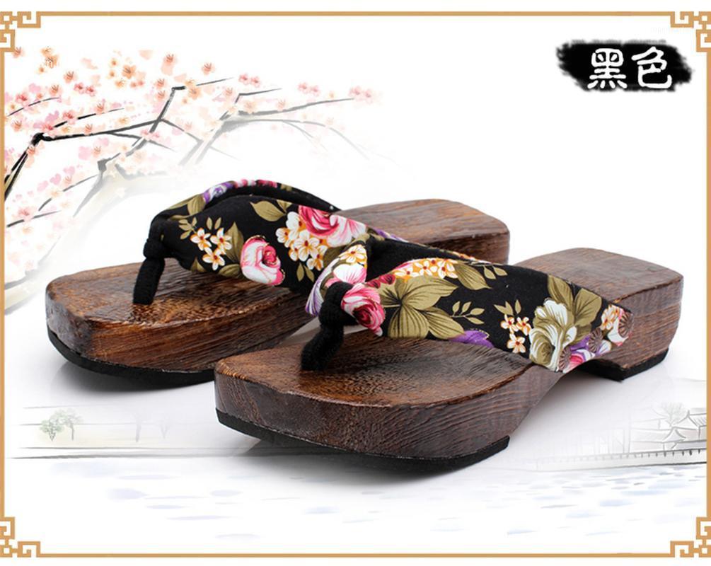 

Womens Japanese Oiran Tayu Printed Floral Koma Geta Clog Flip-flop Cosplay Slipper Shoes Cosplay New Plus Size 34-461