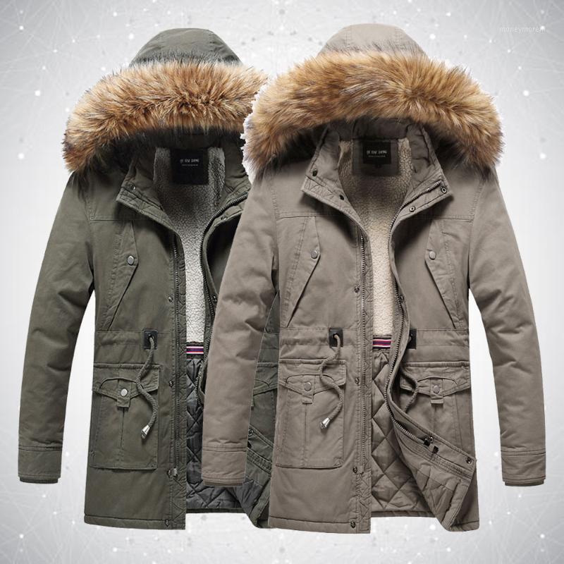 

Men' Jacket Winter Parka Coat Detachable Fur Collar Cotton Jacket Men Winter Outdoor Thick Warm Men Waist Drawstring1, Khaki